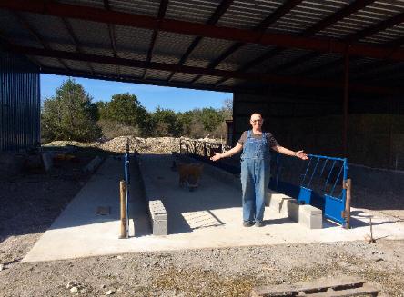 Sydell feeding panels at our farm in Texas